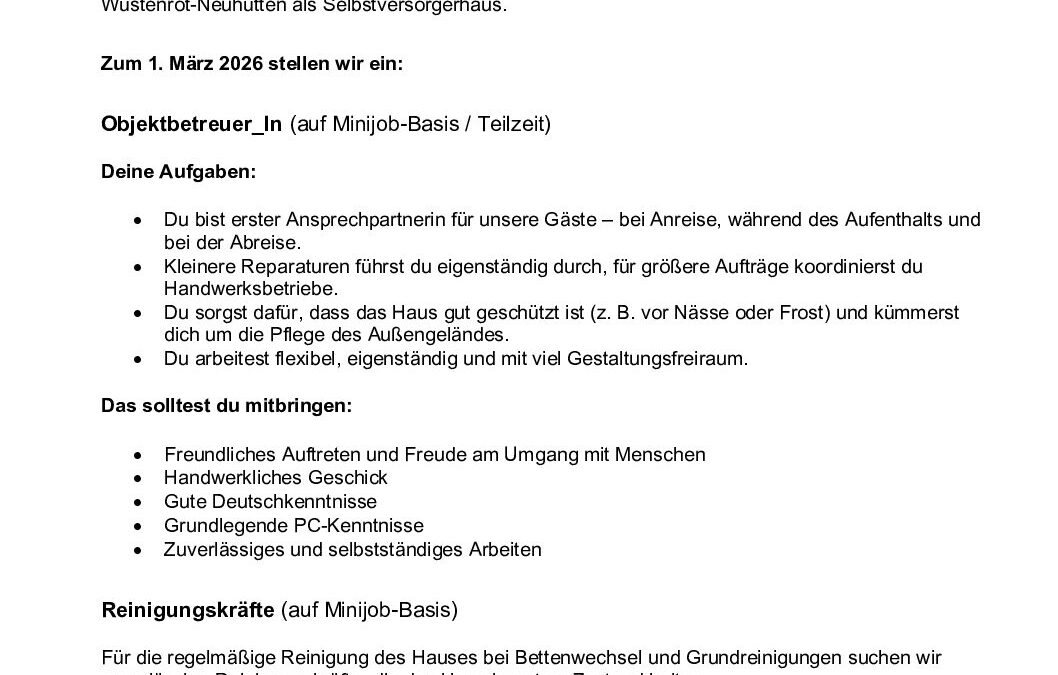 Das NaturFreunde Haus Steinknickle braucht Dich