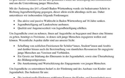 Positionspapier zur Landtagswahl 2021 in Baden-Württemberg